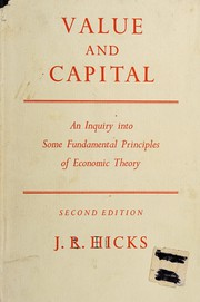 Cover of Value and capital by Sir John Richard Hicks