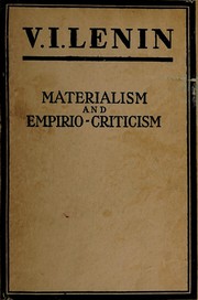 Front cover of Materializm i empiriokrititsizm by Vladimir Il’ich Lenin