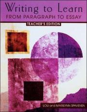 Cover of Teacher's Edition, Writing to Learn by Spaverta