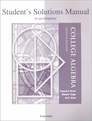 Front cover of Student's Solutions Manual to accompany College Algebra by Raymond A. Barnett
