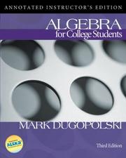Front cover of Algebra for college students by Mark Dugopolski