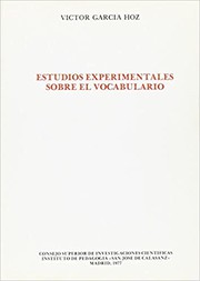 Front cover of Estudios experimentales sobre el vocabulario by Víctor García Hoz
