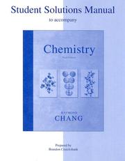 Front cover of Student Solutions Manual to accompany Chemistry by Raymond Chang