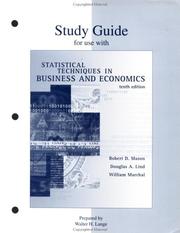 Front cover of Study guide for use with Statistical techniques in business and economics by Robert Deward Mason