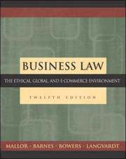 Front cover of Business Law by Jane P. Mallor