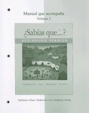 Front cover of Workbook/Lab Manual Volume 2 to accompany ¿Sabías que? by Bill VanPatten