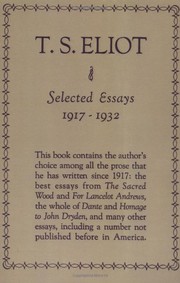 Cover of Selected Essays by T. S. Eliot
