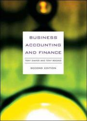 Front cover of Business accounting and finance by Tony Davies