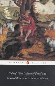 Cover of Sidney's 'The defence of Poesy' and selected Renaissance literary criticism by Gavin Alexander