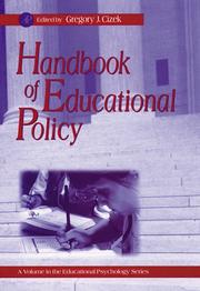 Front cover of Handbook of educational policy by Gregory J. Cizek