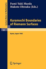 Front cover of Kuramochi boundaries of Riemann surfaces by Makoto Ohtsuka