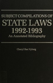 Cover of Subject Compilations of State Laws, 1992-1993 (1994) by Cheryl Nyberg