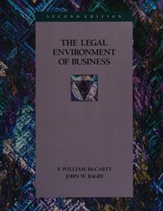 Front cover of The legal environment of business by F. William McCarty