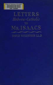Front cover of Letters Hebrew-Catholic to Mr. Isaacs by David Goldstein