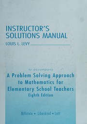 Front cover of Instructor's solutions manual [to accompany] A problem solving approach to mathematics for elementary school teachers, eighth edition by Louis L. Levy