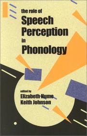 Front cover of The Role of Speech Perception in Phonology by Unknown