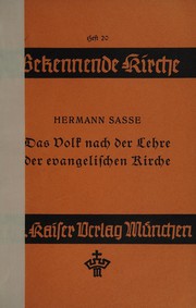 Front cover of Das volk nach der lehre der Evangelischen kirche by Hermann Sasse