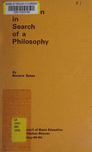 Front cover of Education in search of a philosophy by Marjorie Sykes