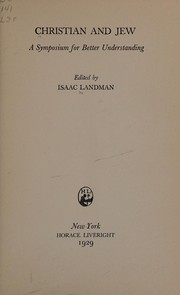 Front cover of Christian and Jew by Isaac Landman