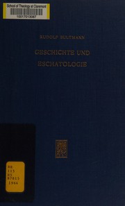 Cover of Geschichte und Eschatologie by Rudolf Bultmann