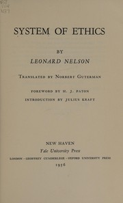 Cover of System of ethics by Leonard Nelson