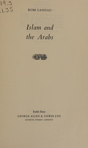 Front cover of Islam and the Arabs by Rom Landau