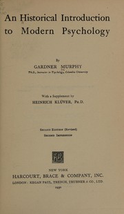 Front cover of An historical introduction to modern psychology by Gardner Murphy