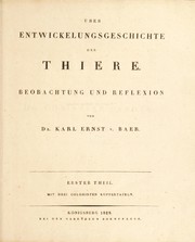 Cover of Über Entwickelungsgeschichte der thiere Beobachtung und Reflexion by Karl Ernst von Baer