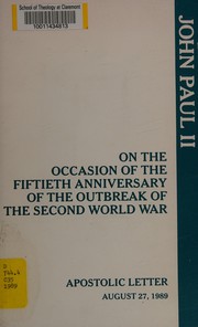 Front cover of On the Occasion of the Fiftieth Anniversary of the Outbreak of the Second World War (Publication) by Catholic Church