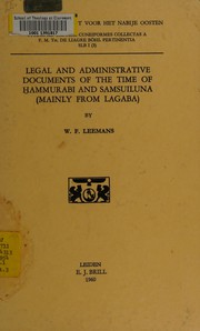 Front cover of Legal and administrative documents of the time of Hammurabi and Samsuiluna (mainly from Lagaba) by W. F. Leemans