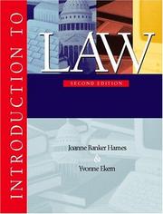 Front cover of Introduction to law by Joanne Banker Hames