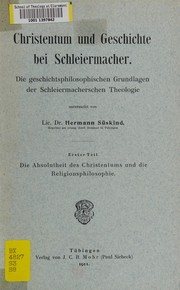 Front cover of Christentum und Geschichte bei Schleiermacher by Hermann Süskind