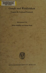 Cover of Gestalt und Wirklichkeit by Ferdinand Weinhandl