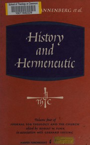 Cover of History and hermeneutic by Pannenberg, Wolfhart