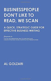 Cover of Businesspeople Don't Like to Read, We Scan by Al Golzari
