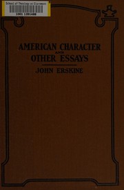 Cover of American character and other essays by Erskine, John