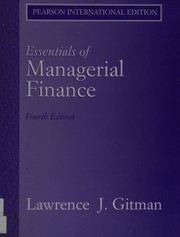 Cover of Essentials of managerial finance by Gitman, Lawrence J.