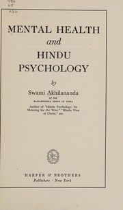 Front cover of Mental health and Hindu psychology by Akhilananda Swami.