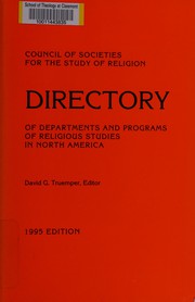 Front cover of Cssr Directory of Departments and Programs of Religious Studies in North America by David G. Truemper