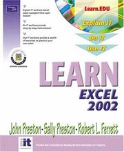 Cover of Learn Excel 2002 Volume I by John Preston