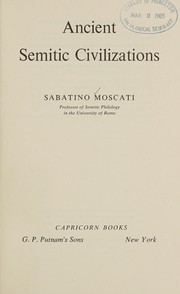 Front cover of Ancient Semitic civilizations by Sabatino Moscati