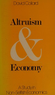 Front cover of Altruism and economy by David Collard