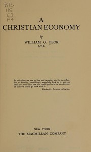 Front cover of A Christian economy by William George Peck