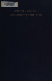 Front cover of Einleitung in die Geisteswissenschaften by Wilhelm Dilthey