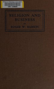 Cover of Religion and business by Babson, Roger Ward