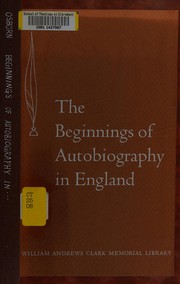 Cover of The beginnings of autobiography in England by James Marshall Osborn