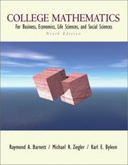 Front cover of College mathematics for business, economics, life sciences, and social sciences by Raymond A. Barnett