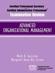 Front cover of Certified Administrative Professional(R) (CAP) Examination Review for Advanced Organizational Management (Certified Professional Secretary Certified Administration Professional Examination Review) by Mark D. Garrison