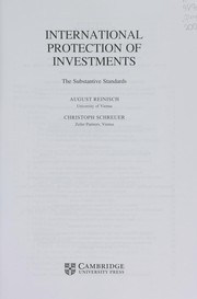 Cover of International Protection of Investments by August Reinisch