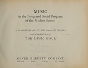 Front cover of Music in the integrated social program of the modern school by Unknown